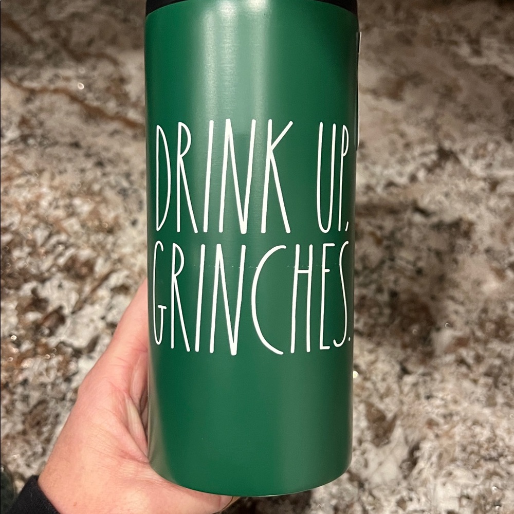 Rae Dunn “Drink Up Grinches” skinny can metal coozie